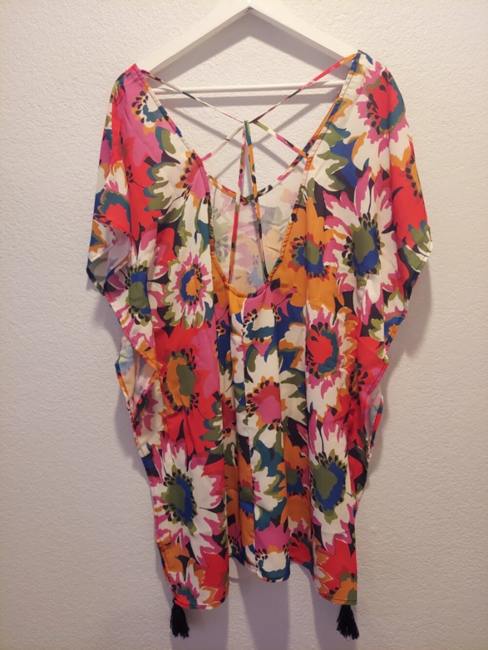 Beach Scene Collection Floral Kaftan Cover Up NWT Vibrant Tassel Swim - Picture 4 of 7